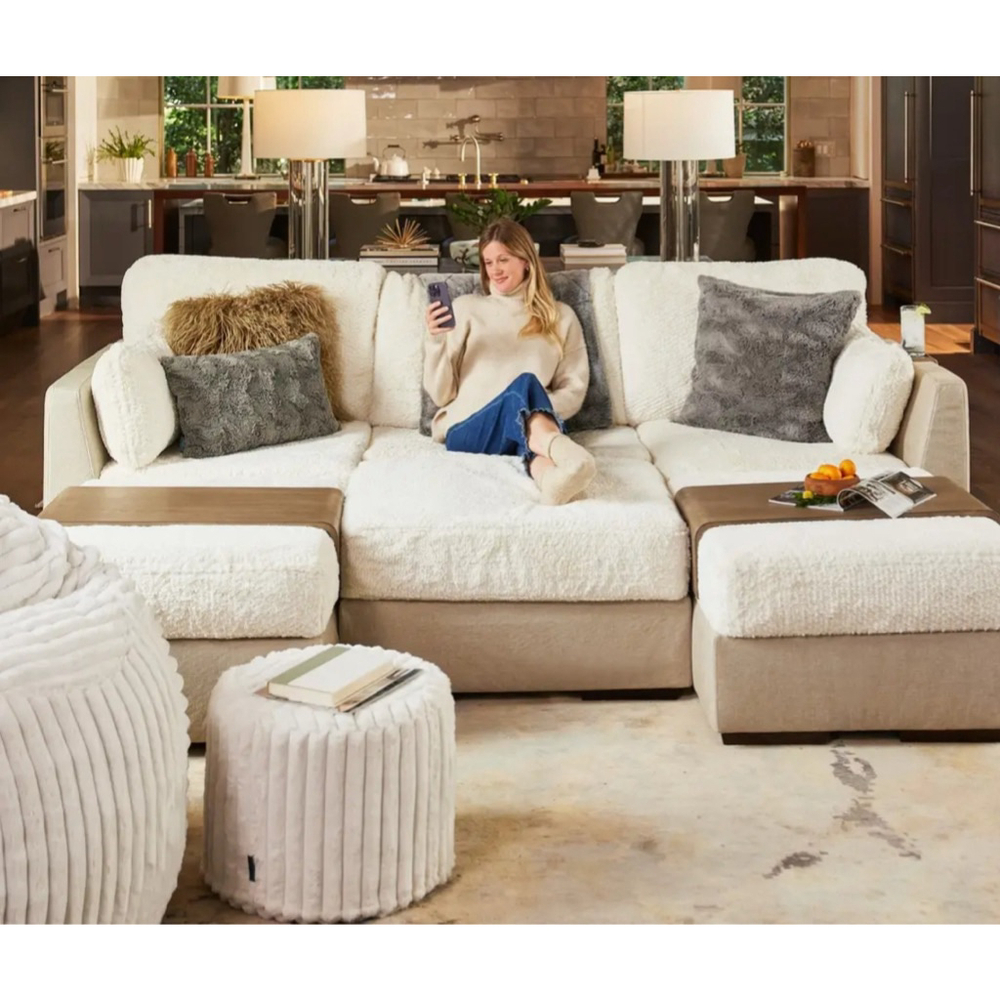 Lovesac Reversible Swiss Diamond Phur Cream Sectional Sofa covers CSTM BUNDLE